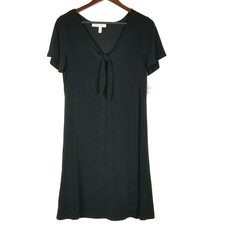 Harlow & Rose Women’s Dress Size S Black Tie Front Short Sleeve Keyhole New 1