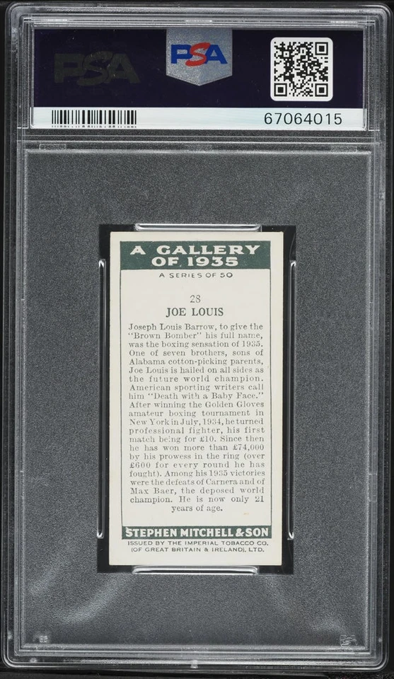 1936 Mitchell & Son Gallery Of '35 Joe Louis ROOKIE #28 PSA 3 - Image 2 of 2