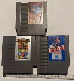 Vintage Nintendo NES Volleyball Ice Hocky Track and Field Video Game Lot of 3