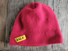 Vintage 90s Bula Red Fleece Beanie Hat with Logo USA Made One Size OS Skiing