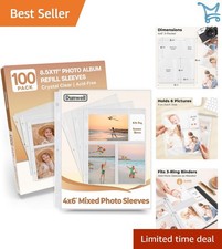 Photo Sleeves 4x6 Inch Acid-Free Poly 600 Photo Holders for Binders