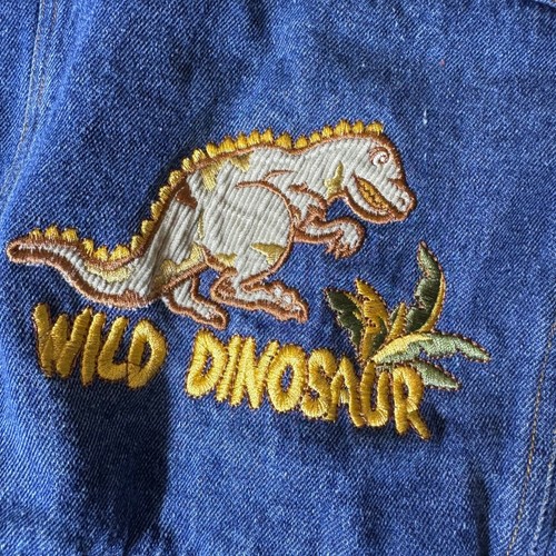Giacca jeans dinosauro denim bambino ragazzo 3T Dino Trail applique accenti velluto a coste - Foto 8 di 8