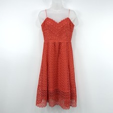 J Crew Dress Women's 2 Orange Daisy Lace Eyelet Beachy Coastal Event Feminine