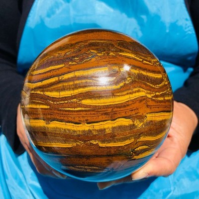 6.16LB Natural Tiger's eye stone quartz Sphere crystal ball rock Healing