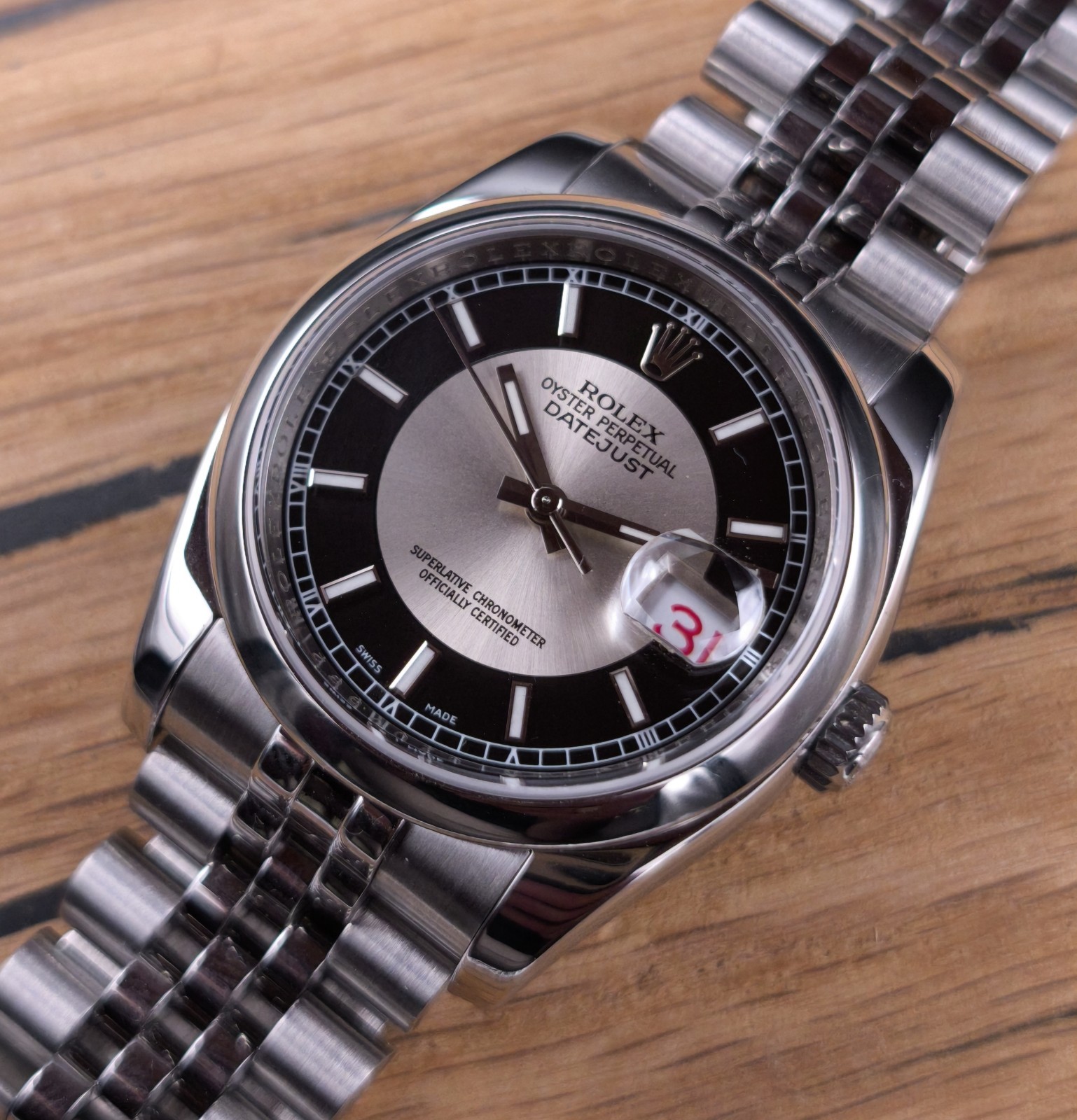 Rolex Datejust Ref: 116200 Tuxedo Dial, Jubilee, 2013 Full Set, Serviced