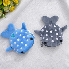 1 pc Cute Cartoon Shark Plush Coin Purse Zipper Pouch Cable Storage Bag