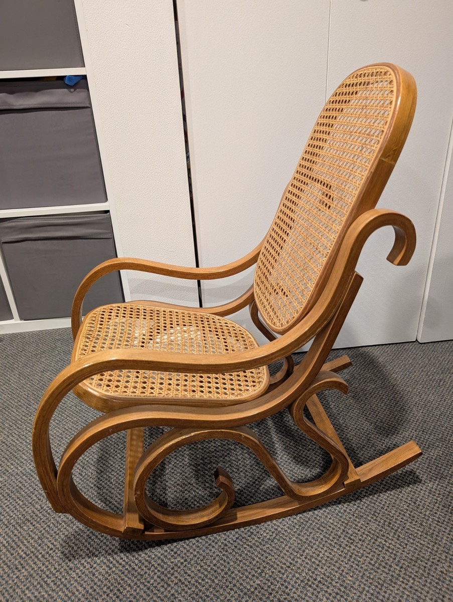 Vintage Mid Century Child's Bentwood Cane Rocking Chair Rocker