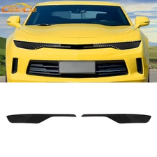 Smoked Black Front Headlight Lamp Cover Trim Decor Overlay For Chevy Camaro 19+
