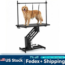 Heavy 43.3" Hydraulic Dog Grooming Table 350lb Adjustable Height Steel Pet Salon