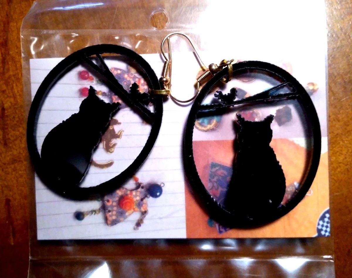 Orecchini Gatto Nero Vintage In Acrilico E Lega: Gotici E Originali Per Donne E Ragazze