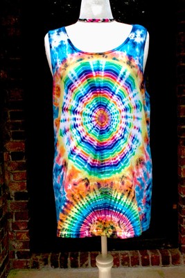 Comfort Color Tank Top Size L NWT Hand Dyed  Psychedelic Dreamcatcher 