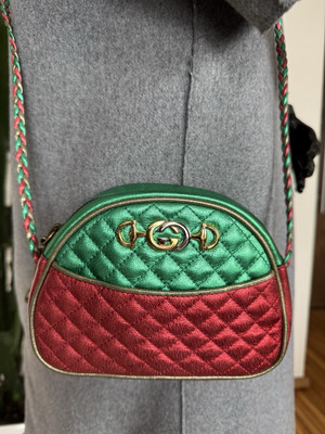 GUCCI Laminated Zumi Mini Schultertasche Crossbody Bag Nappa Leder