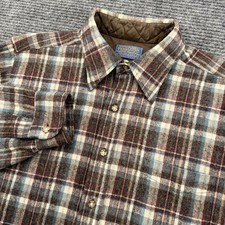 Vintage Pendleton Virgin Wool Flannel Men's Large L/S Classic Check Plaid