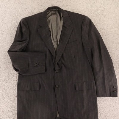 VTG Jacket L LT 44L Gray Pinstripe 100% Wool Twill Worsted Blazer