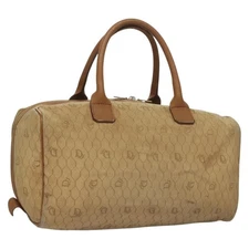 Christian Dior Honeycomb Canvas Boston Bag Beige Auth bs27637