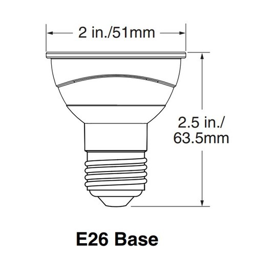 USHIO 7W PAR16 LED E26 Narrow Flood 25 3000K Warm White Light Bulb - 50w equiv. - Picture 2 of 3