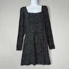 Madewell Dress Womens 2 Black Seamed Long-Sleeve Mini in Ditsy Floral Cottage