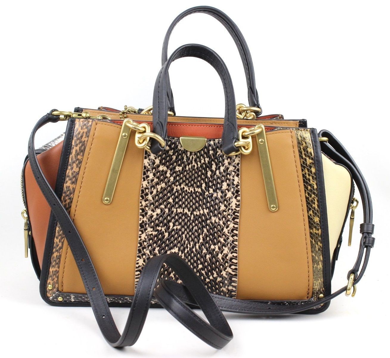COACH 2way 37129 Python Pattern Leather Calf Hand… - image 1