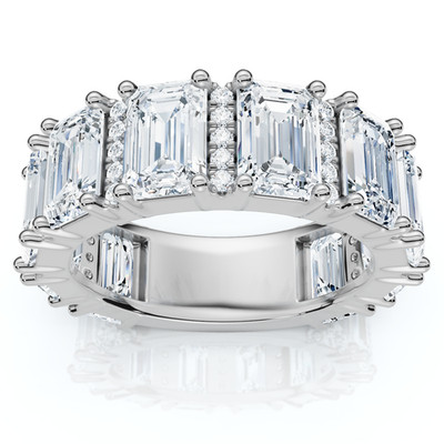 5 1/2 kt Naya Smaragdschliff Diamant Ehering 14 kt Gold/Pt Stapelring Lab Grown