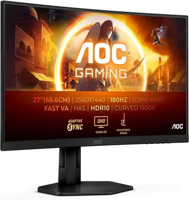 AOC CQ27G4X 27 Zoll QHD 2560x1440 Gaming Monitor 0,5 ms Reaktionszeit 180 Hz