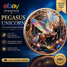 Brillante Pegaso Unicornio Alto Relieve 5 OZ 0.999 Cobre Fino Redondo