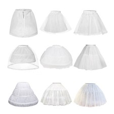 Kids White Mini Multi Layers Wedding Flower Girl Petticoat Underskirt