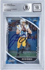 Justin Herbert Chargers Signed 2020 Panini Absolute 167 BAS rated 10 Rookie Card. rookie card picture