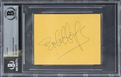 Bob Hope The Ghost Breakers Authentic Signed 3x4 Cut Signature BAS Slabbed