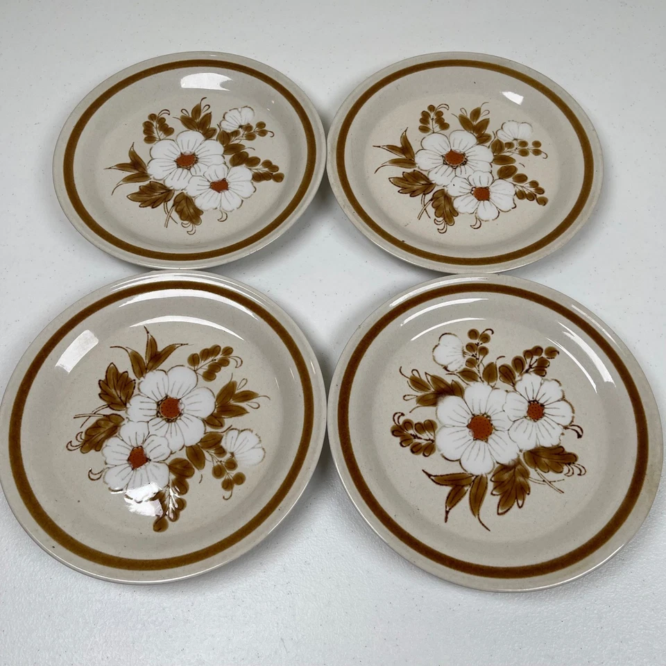 Juego de 4 platos de postre de flores secas de gres colección Mountain Wood Japón Foto 2 de 4