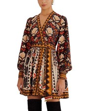 Farm Rio Tapestry Garden Multicolor V Neckline Mini Dress Women's