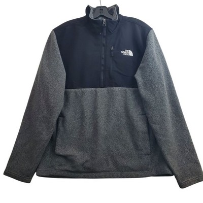 THE NORTH FACE Jacket Mens Large Black Gray 1/2 Zip Fleece Warm Hiking Outdoor