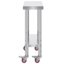 Uimoso Stainless Steel Prep Table with Casters, 12x24 Inch for Commercial Use