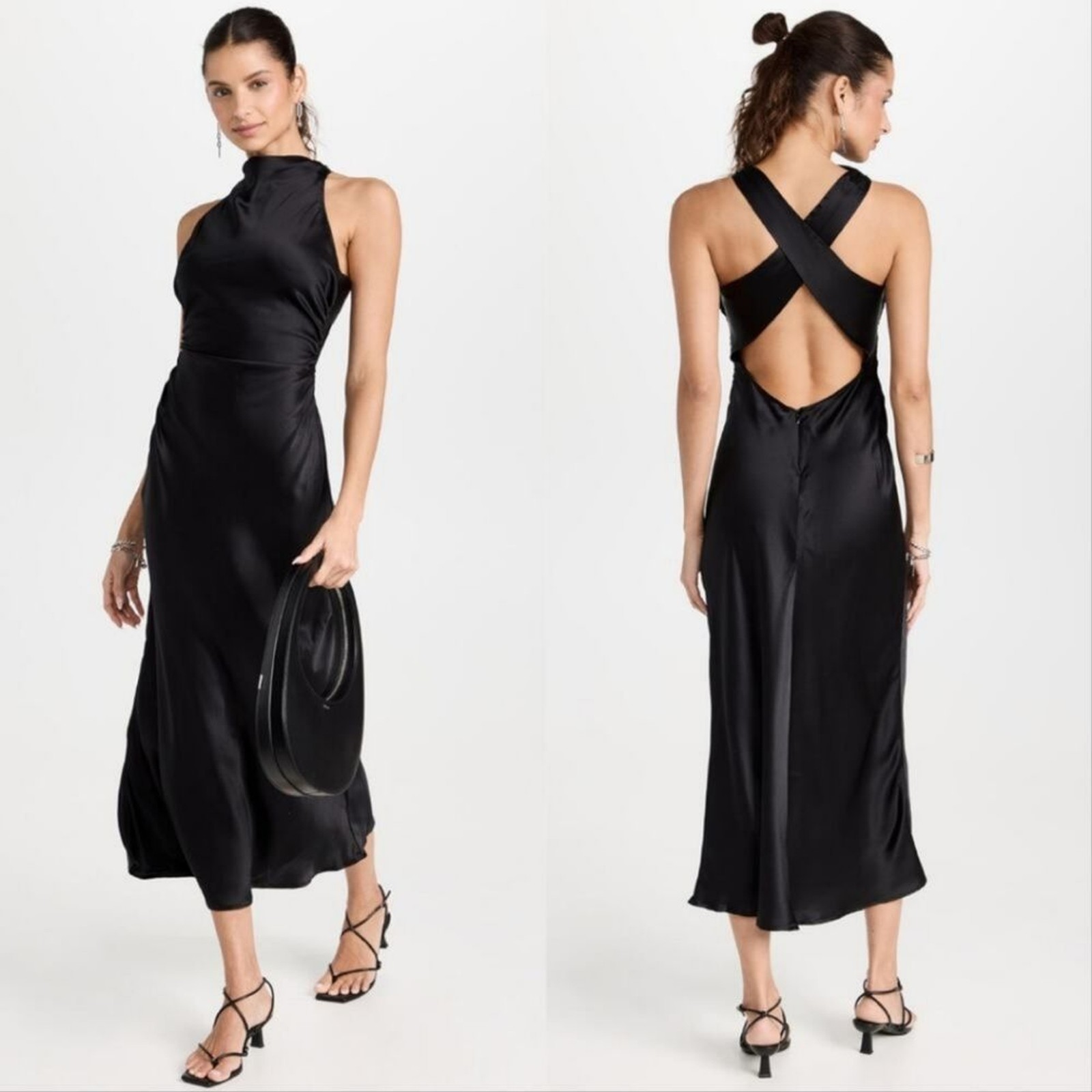 NWT Reformation Casette Silk Dress Black 10 image 5