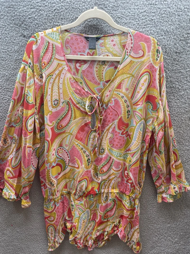 Túnica de encubrimiento de playa Moda International transparente talla S parte superior con volantes inferior seda transparente Foto 4 de 4