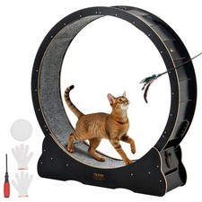 Cat Exercise Wheel, 48 in Wooden Cat Running Wheel for Indoor Cats up to 28 lbs,