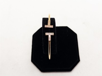 6000 $ Tiffany & CO T DRAHTMOPP DIAMANT 14k Gelbgold Armreif Armband 9g