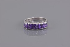 Sterling Silver Sectioned Channel Set Purple Cubic Zirconia Band Ring 925 Sz: 6