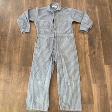 Vintage Universal Overall Coveralls Grey Striped Size 46 Inseam 27 Halloween