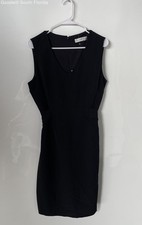 Kasper Womens Black Sleeveless Back Zip V-Neck Sheath Dress No Size