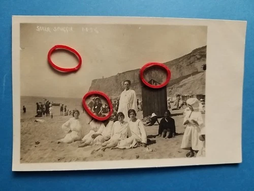 Finalmarina (Savona). Antique Rare Photo Postcard (1916). On the beach.