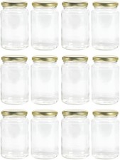 Nutley's 12 × 370ml, 1lb Jam Jars with Twist Off Gold Lids – Glass Jars