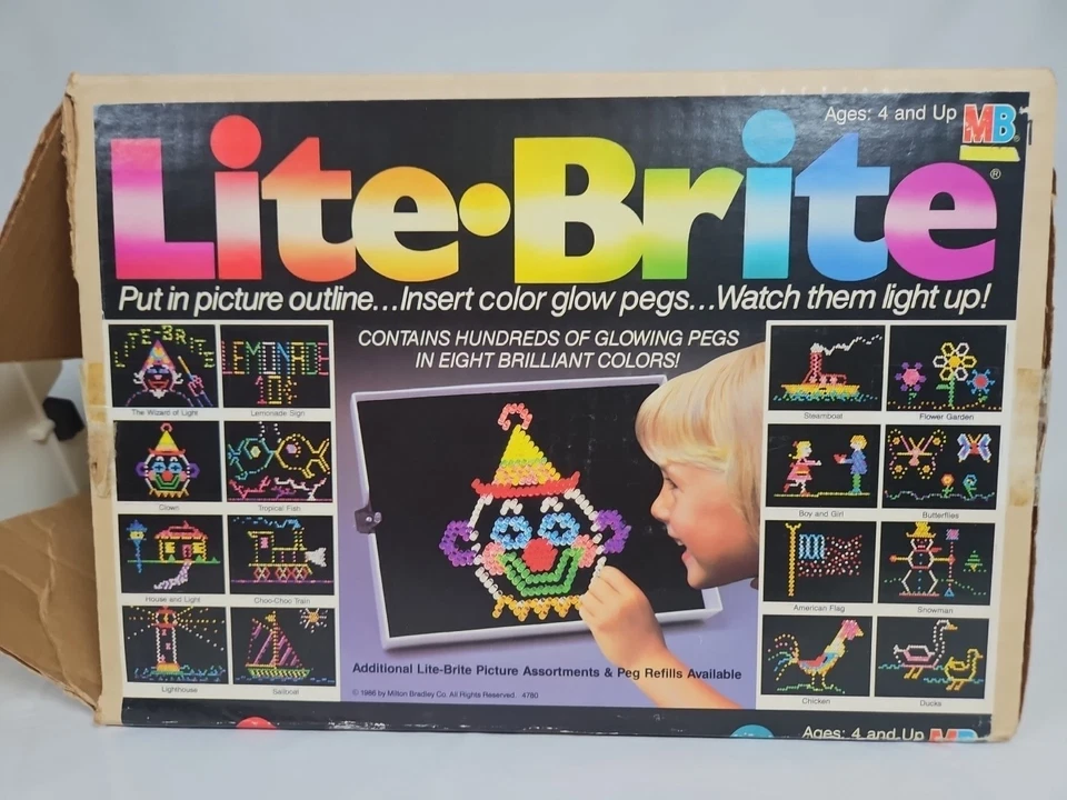 Vintage 1986 Lite-Brite w/ Box, Pegs, 19 Unused Sheets. Tested Works - Image 2 of 4