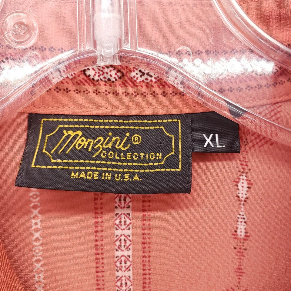 Camisa De Colección Colección Monzini Manga Corta Naranja Suroeste HECHA EN EE. UU. XL Foto 4 de 4