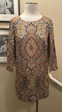 J.Crew 2 XS 100% Silk Chic Paisley Dress W Pockets