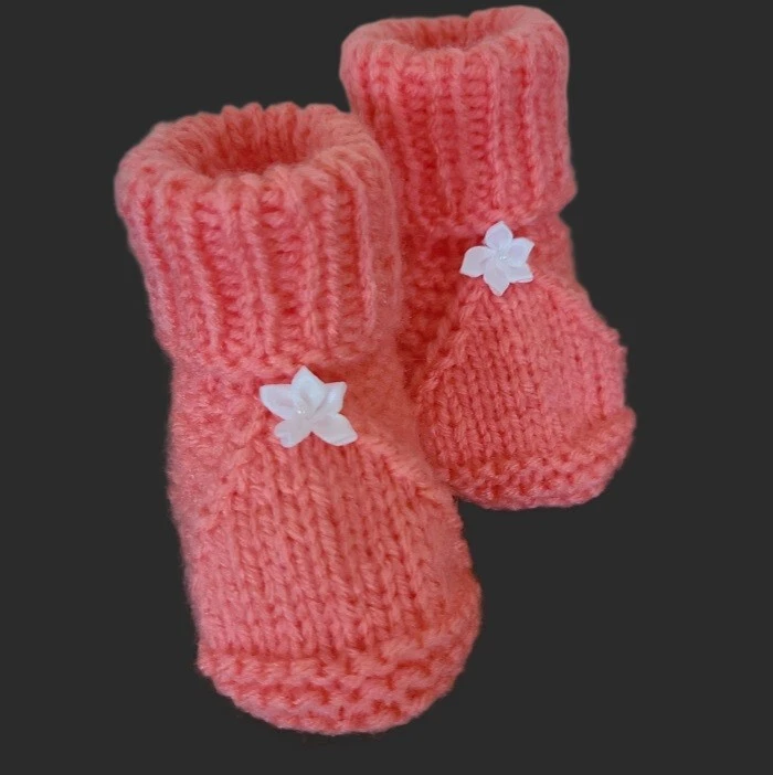 Lindos Botines de Bebé Tejidos Botas de Bebé Botines de Baby Shower Rosa Talla 6-9 Meses Foto 3 de 4