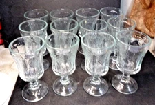 Vintage CLEAR PATTERNED PRESSED GLASS Footed Goblets - set of 12, 6.5" tall