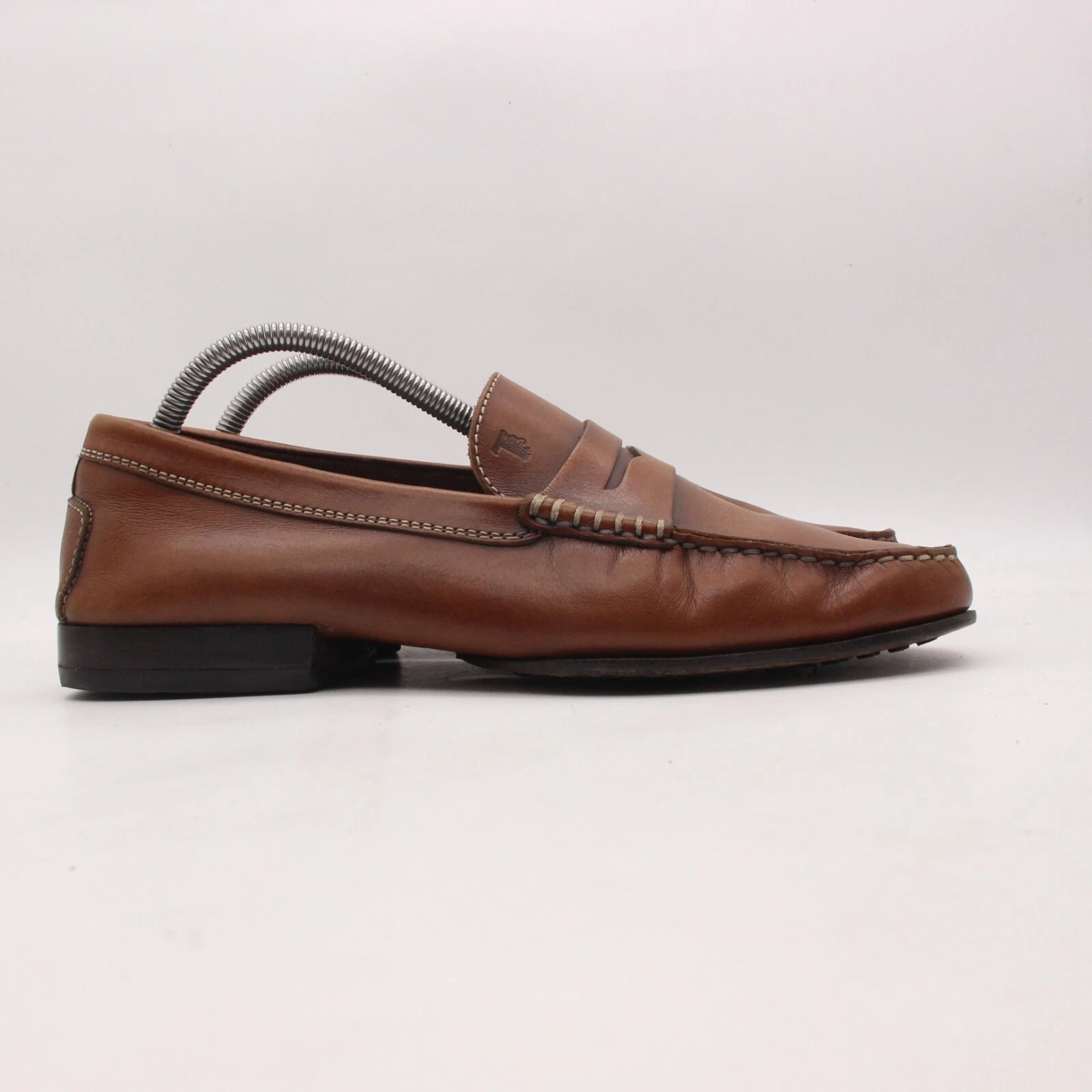 TOD’S TOD'S Penny mocassini slip on in pelle marrone da uomo taglia UK 8 scarpe da guida