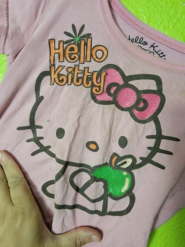 Hello Kitty Pink Youth Girls Shirt 2006 Cotton Green Apple Small - Picture 3 of 5