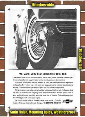 Metal Sign - 1964 Chevrolet Corvette Sting Ray Options- 10x14 inches