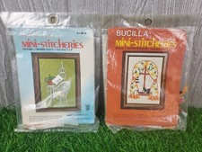 Bucilla Mini-Stitcheries Needlepoint Embroidery Kits Set #2018 & #2201 VTG NIP